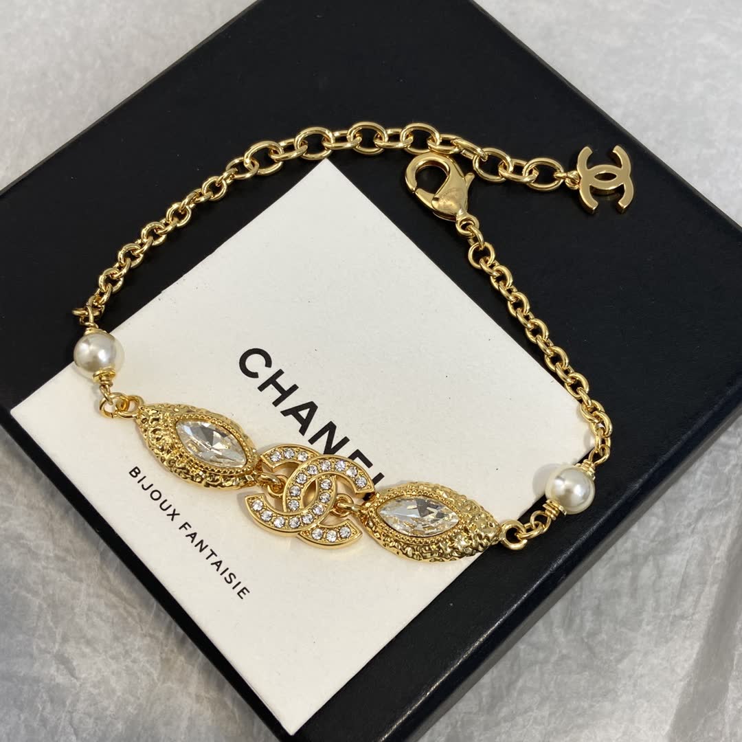 Chanel CC Bracelet with Pearls and Crystals