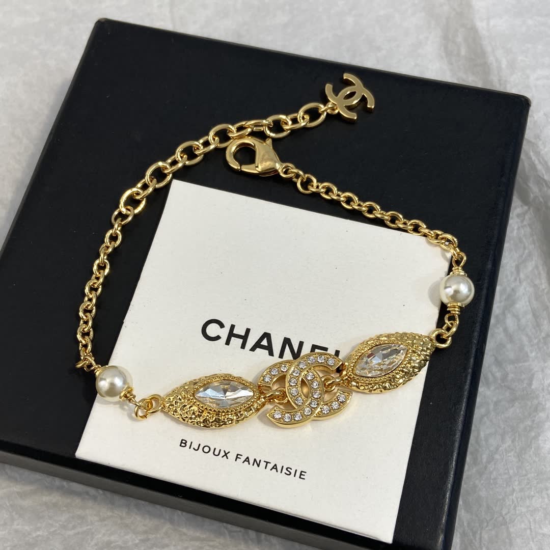 Chanel CC Bracelet with Pearls and Crystals
