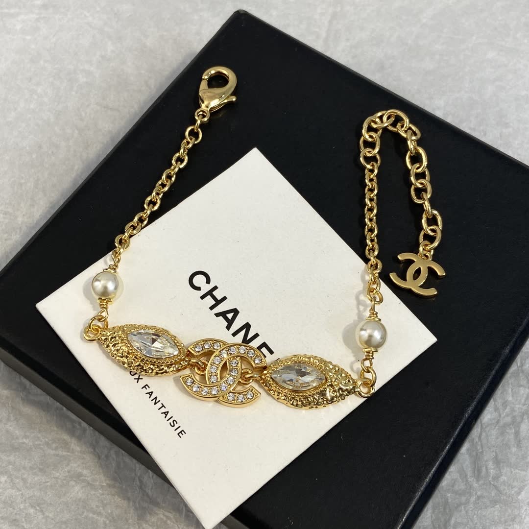 Chanel CC Bracelet with Pearls and Crystals