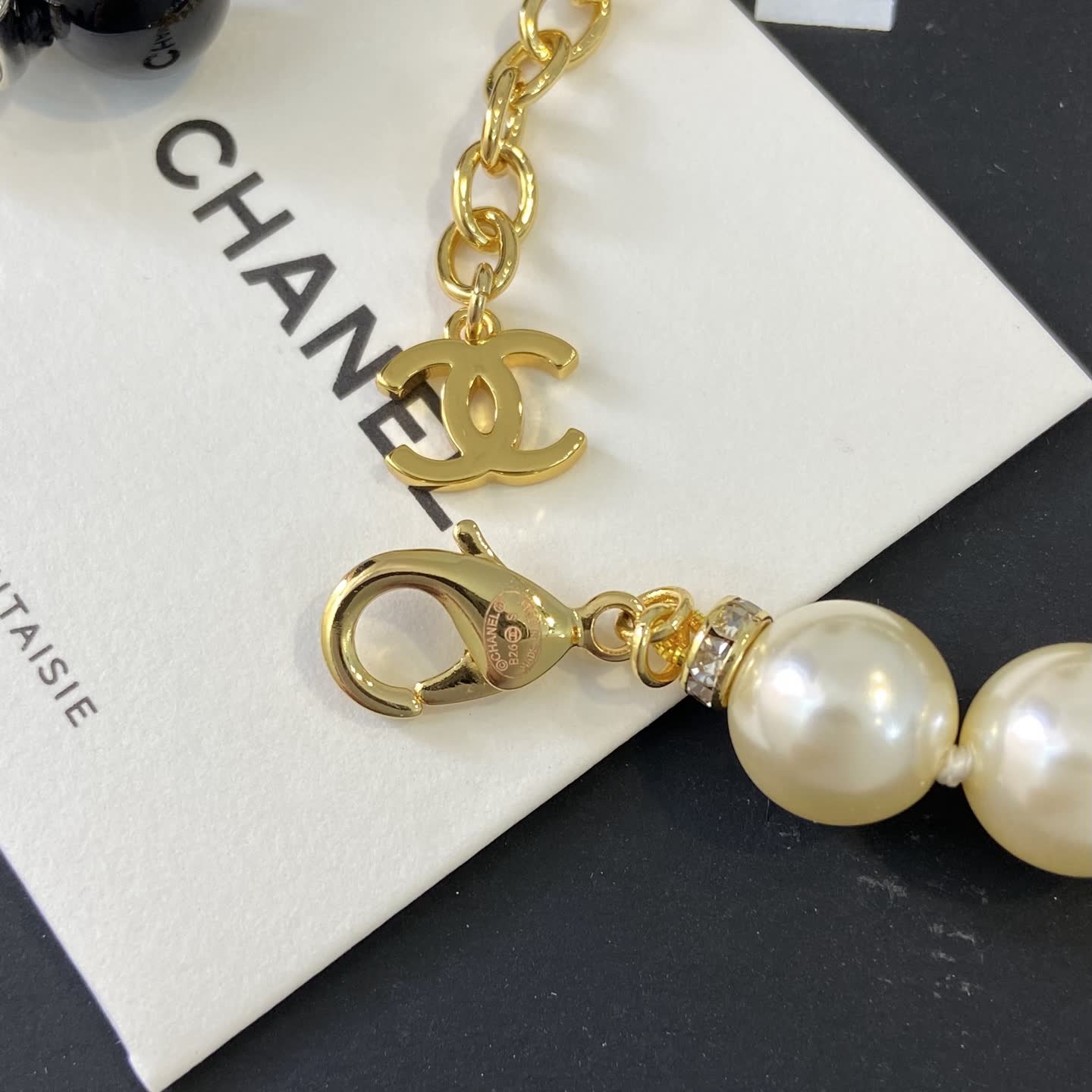 Chanel CC Logo Pearl Bracelet