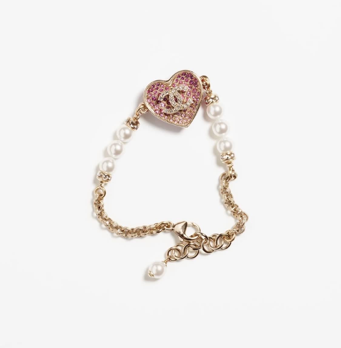 Chanel Pink Heart Bracelet with Pearls Chanel Pink Heart Bracelet with Pearls