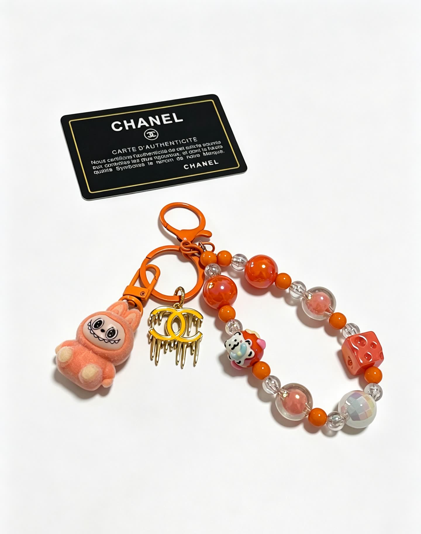 Chanel Beaded Charm Bracelet with Keychain