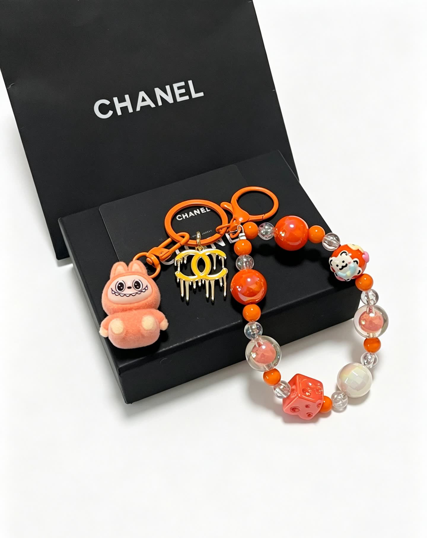 Chanel Beaded Charm Bracelet with Keychain