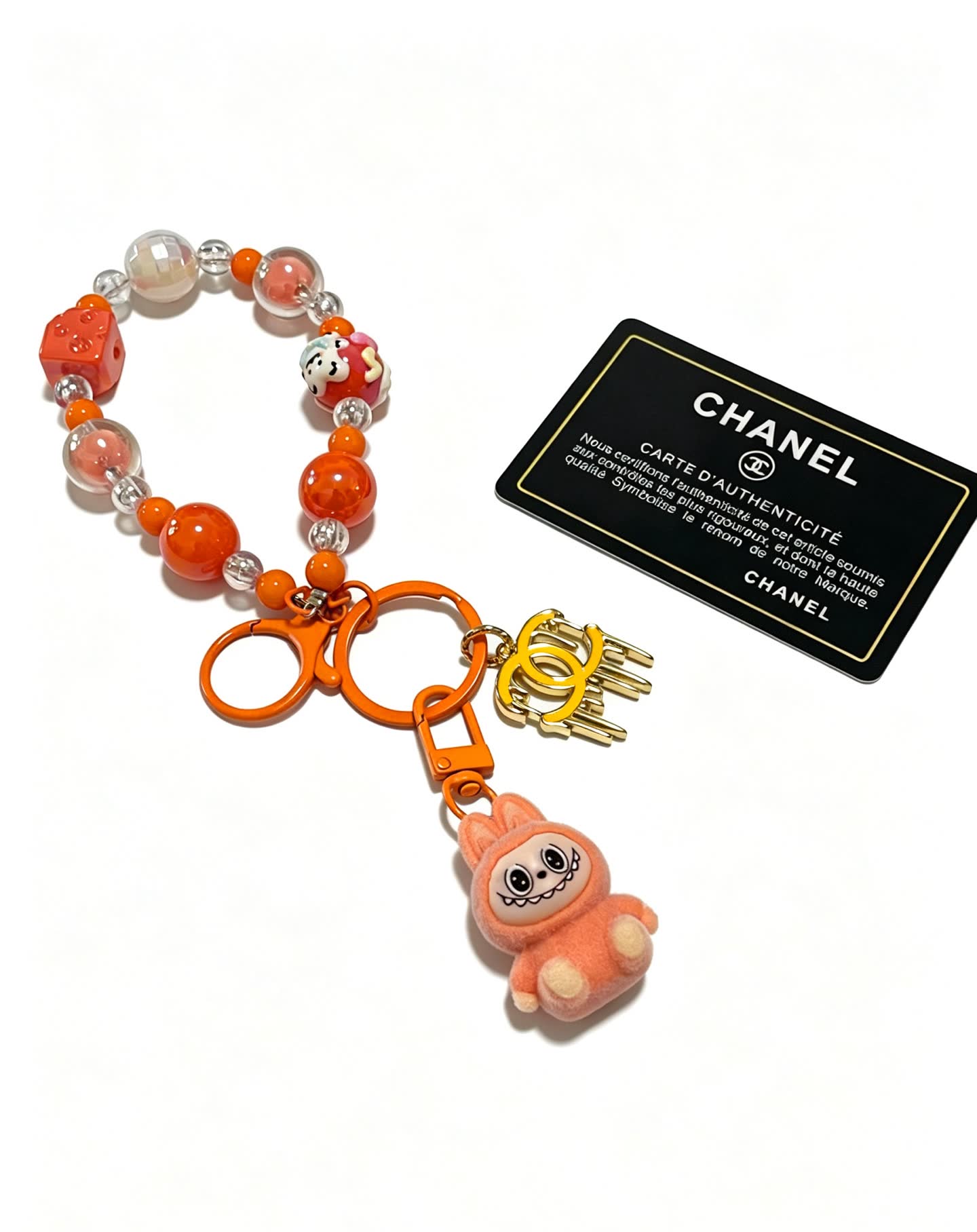 Chanel Beaded Charm Bracelet with Keychain