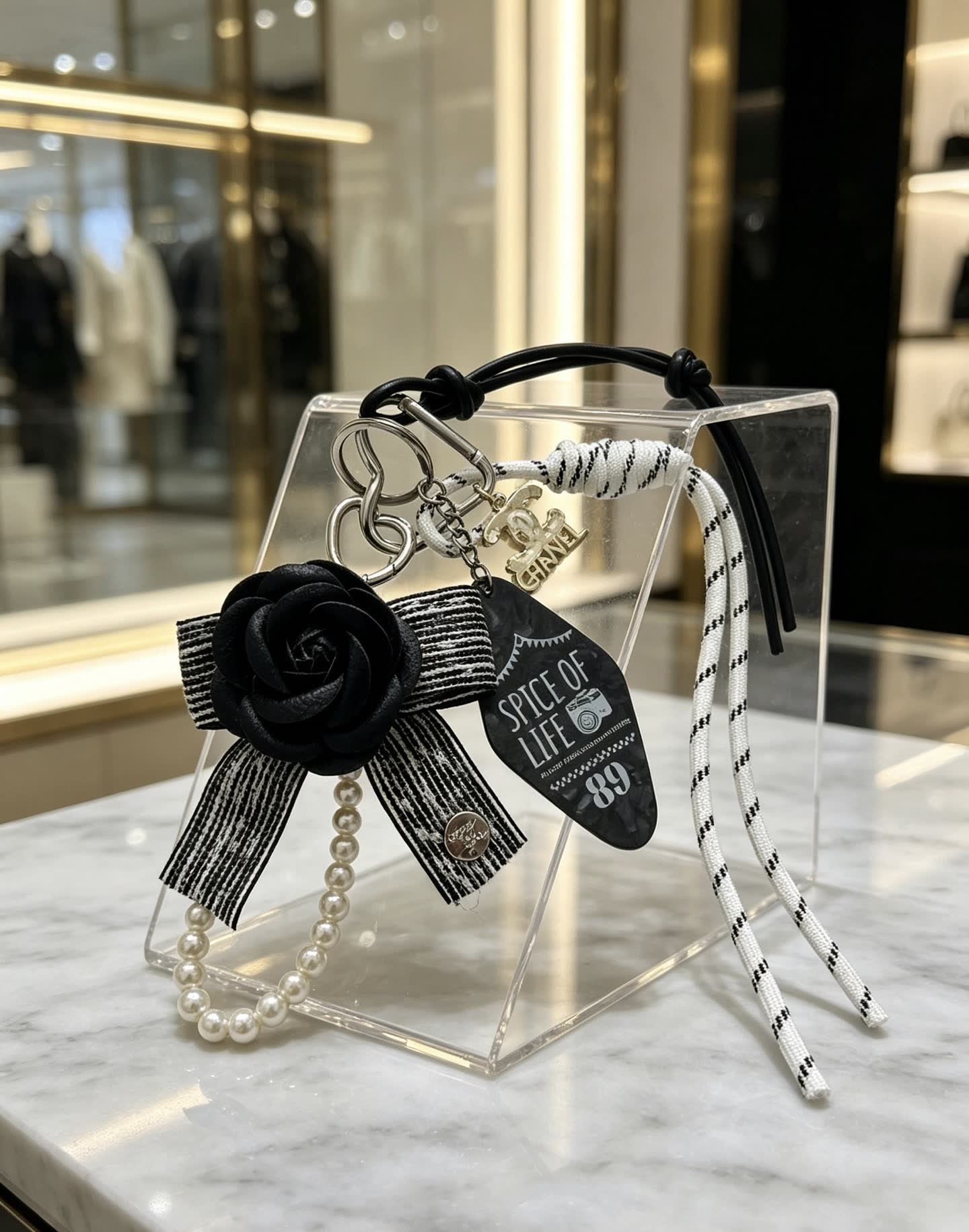Chanel Black Rose Charm Bracelet