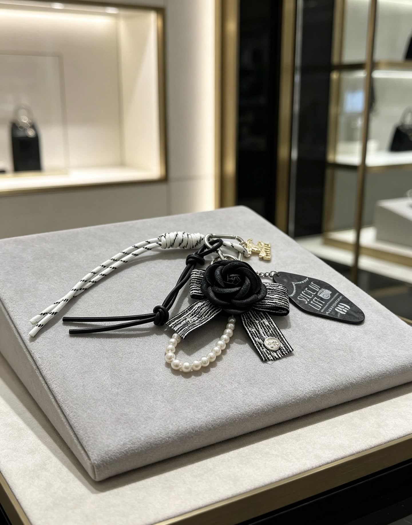 Chanel Black Rose Charm Bracelet