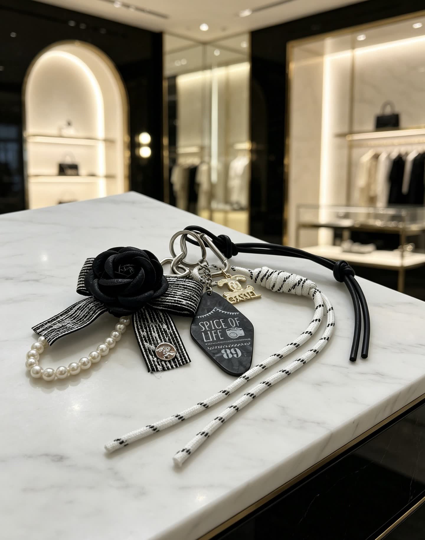 Chanel Black Rose Charm Bracelet