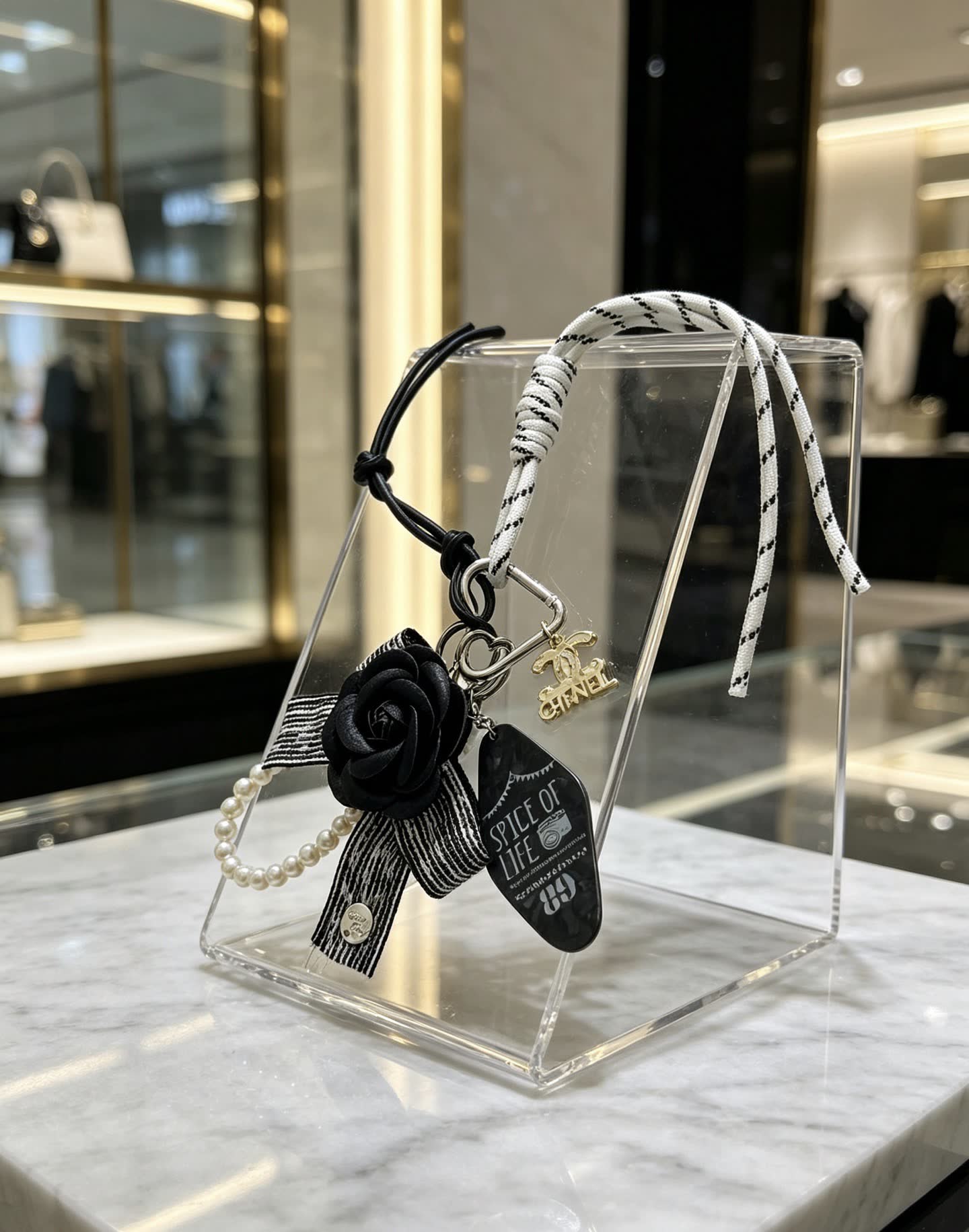Chanel Black Rose Charm Bracelet