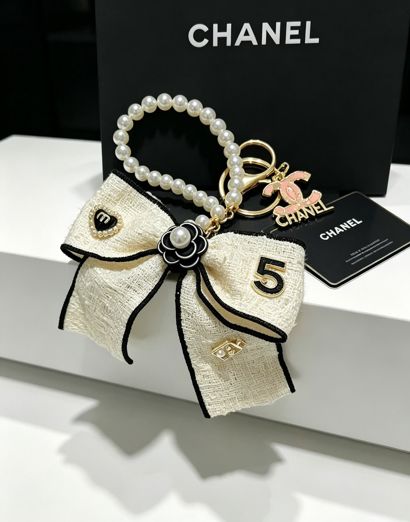 Chanel Pearl Bracelet with Ribbon Charm