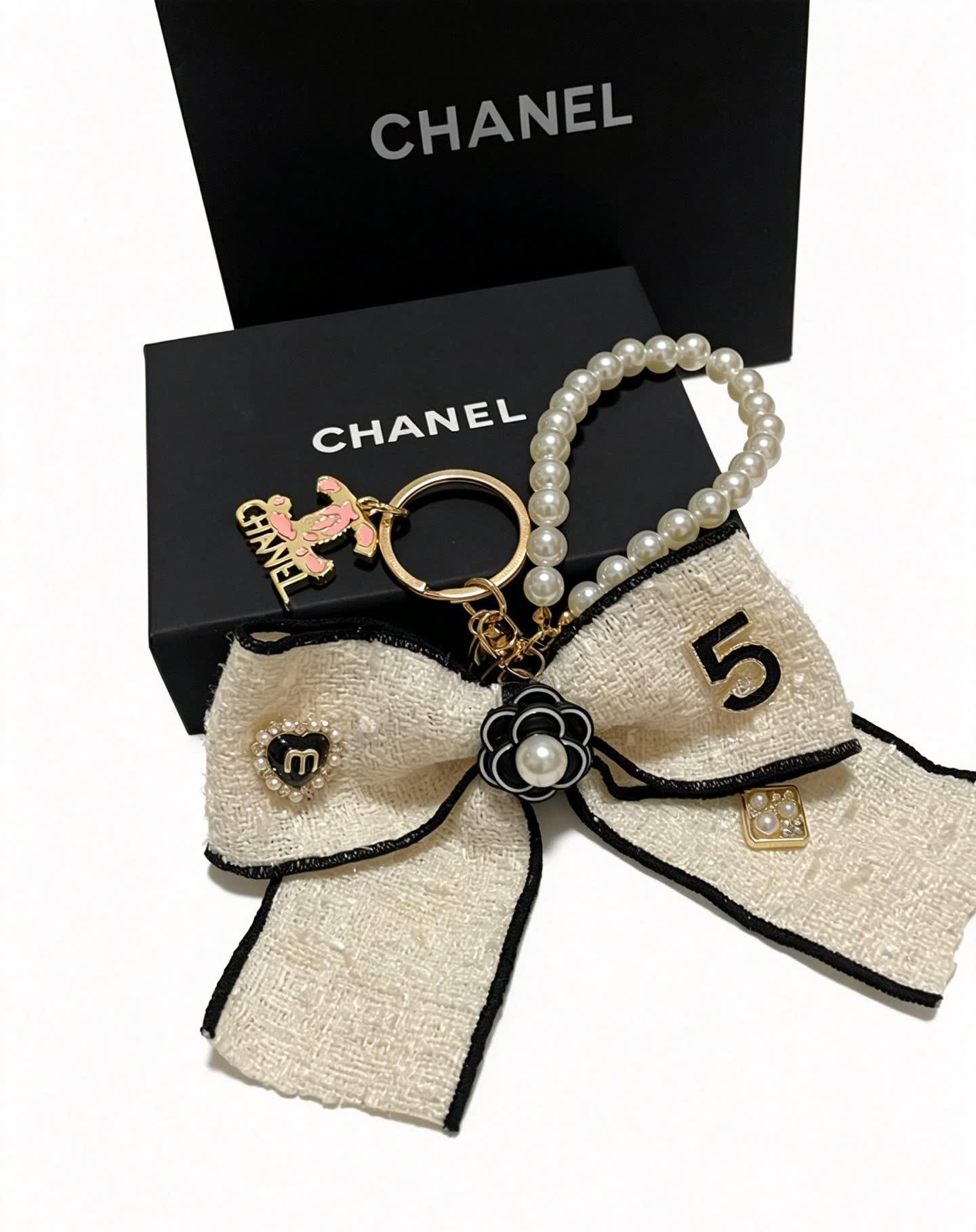 Chanel Pearl Bracelet with Ribbon Charm