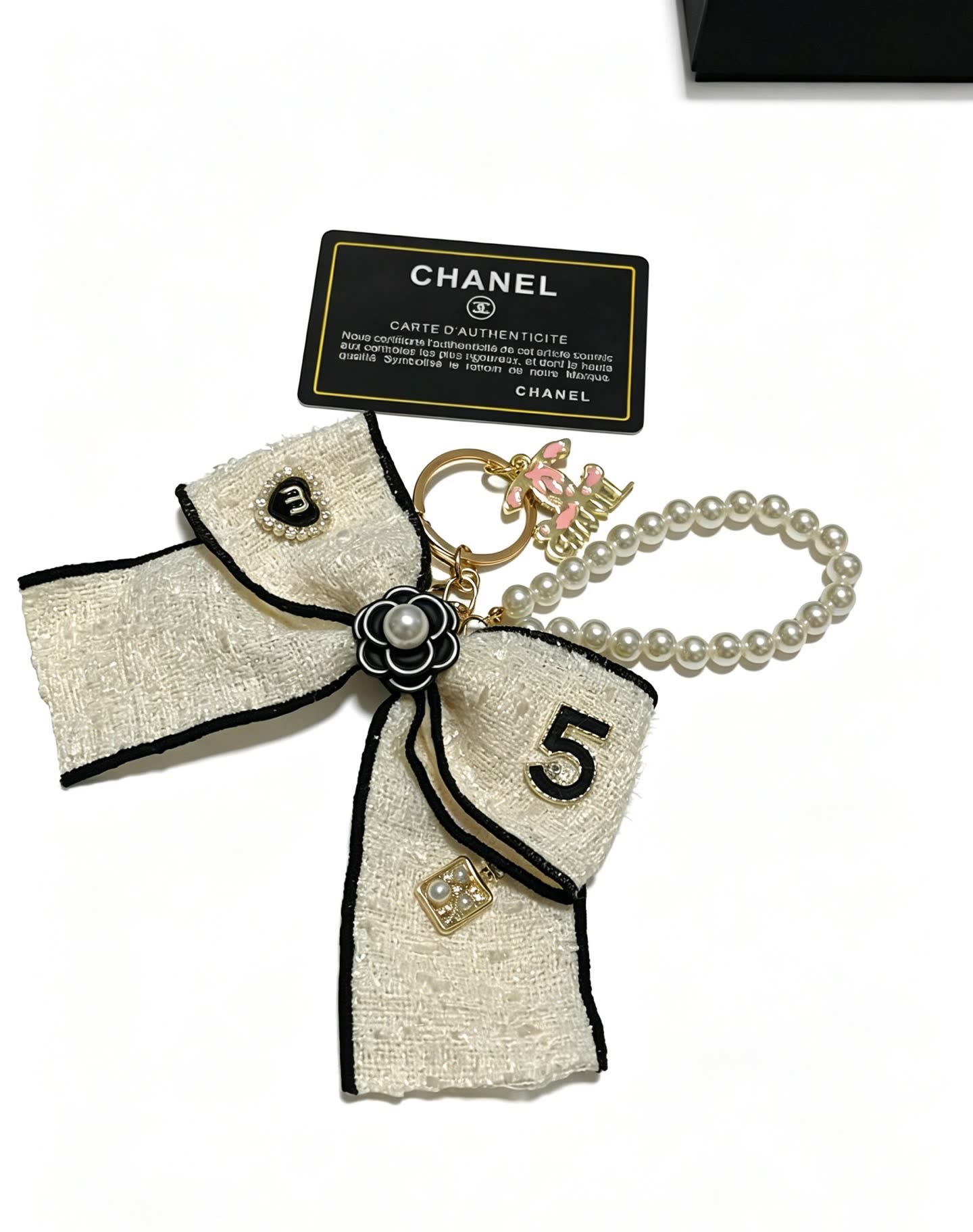Chanel Pearl Bracelet with Ribbon Charm