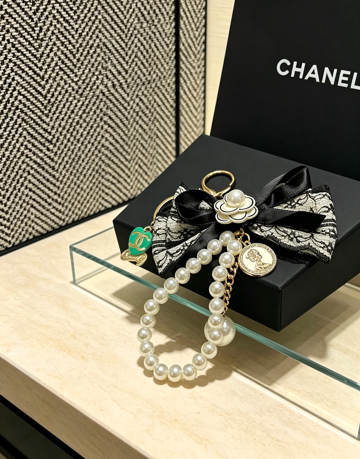 Chanel Pearl and Lace Charm Bracelet Chanel Pearl and Lace Charm Bracelet