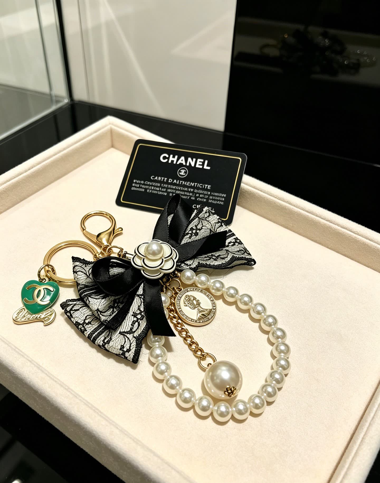 Chanel Pearl and Lace Charm Bracelet