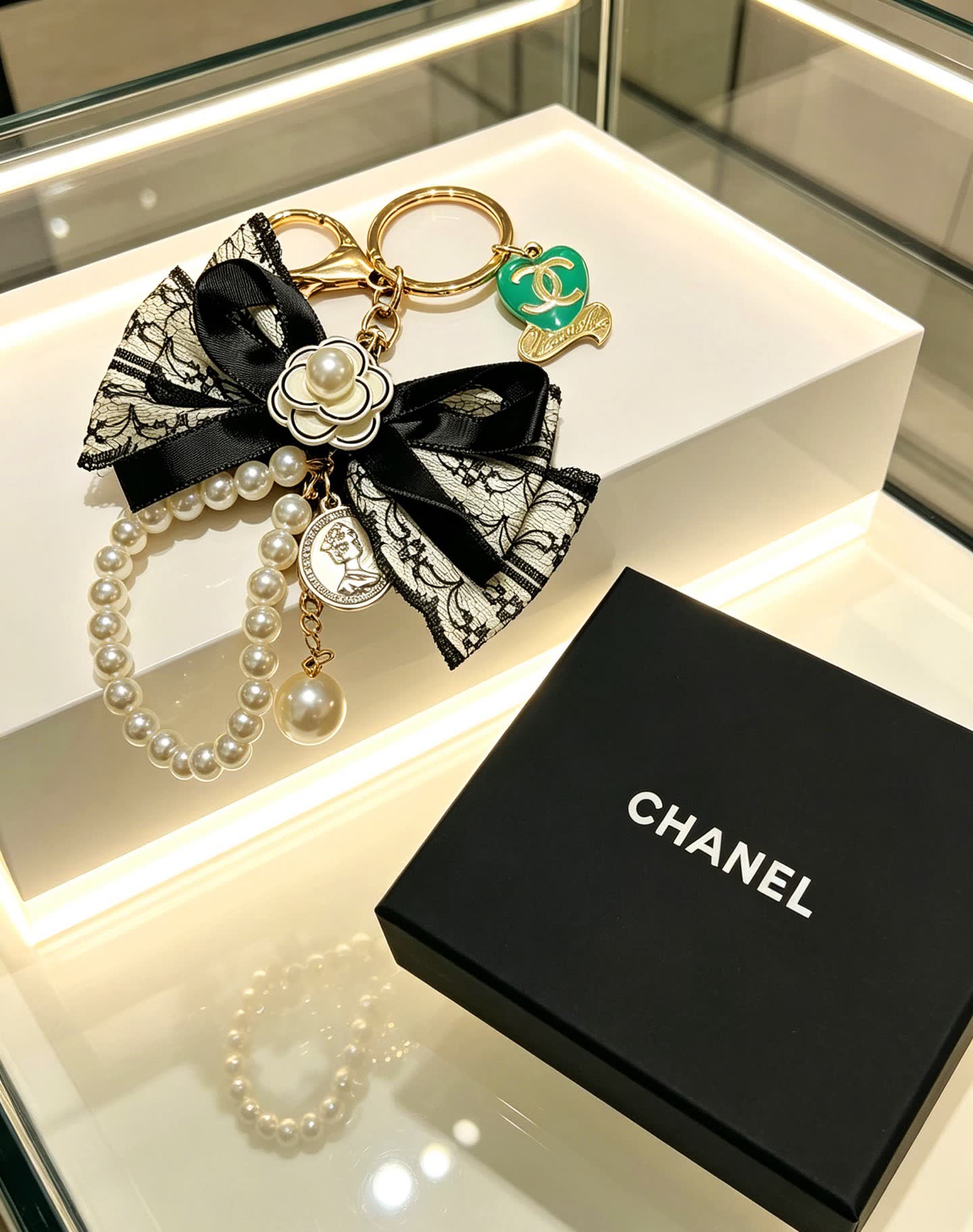 Chanel Pearl and Lace Charm Bracelet