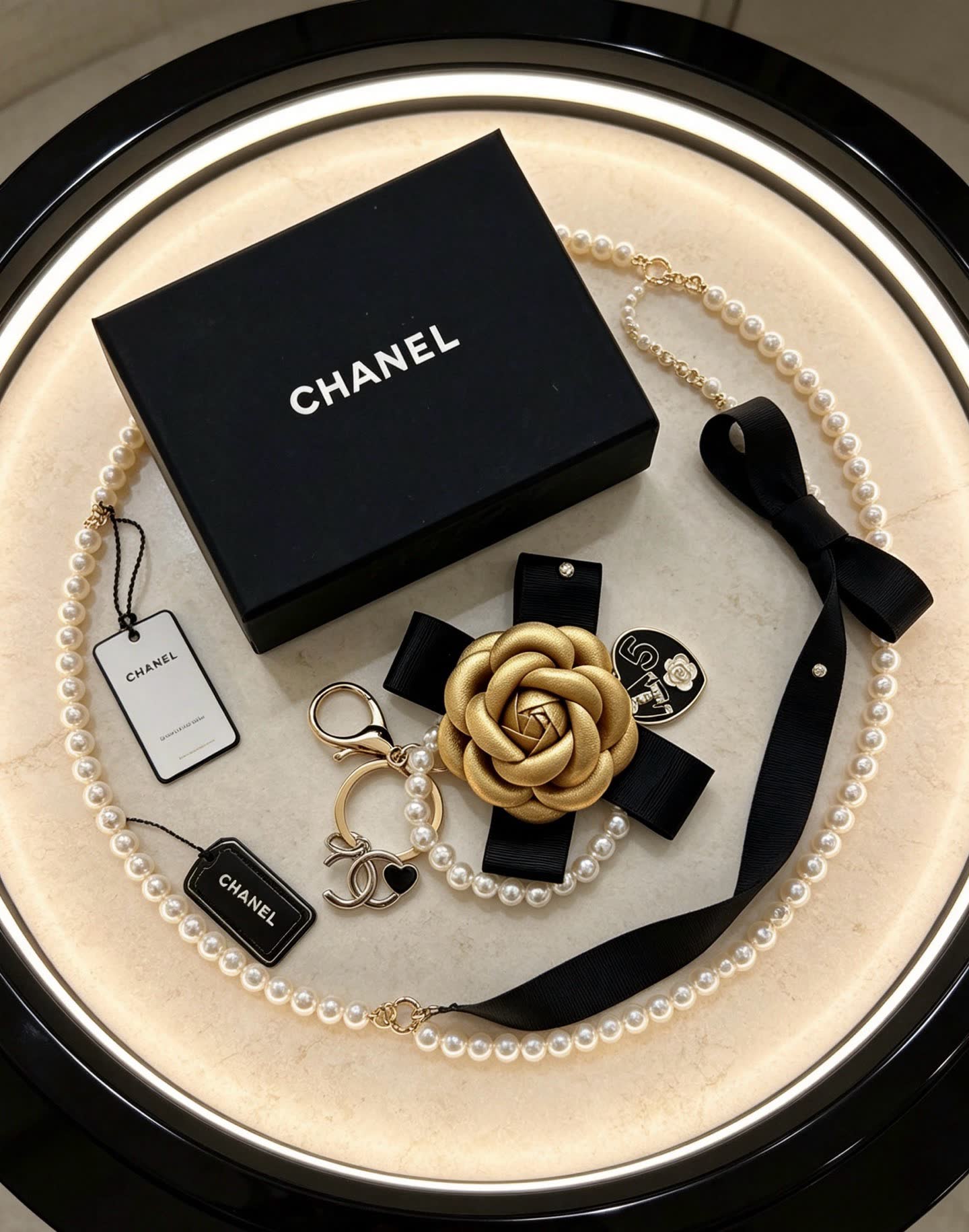 Chanel Gold Rose Charm Bracelet
