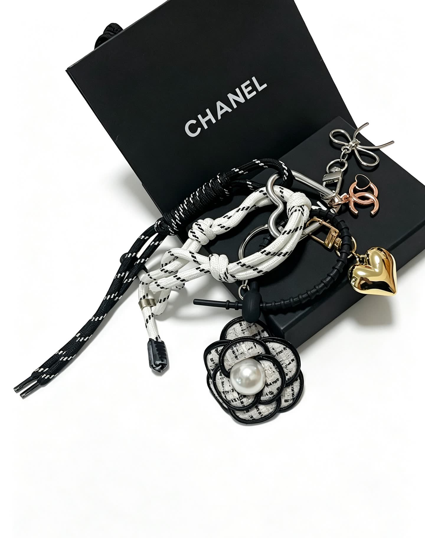 Chanel Black and White Rope Charm Bracelet
