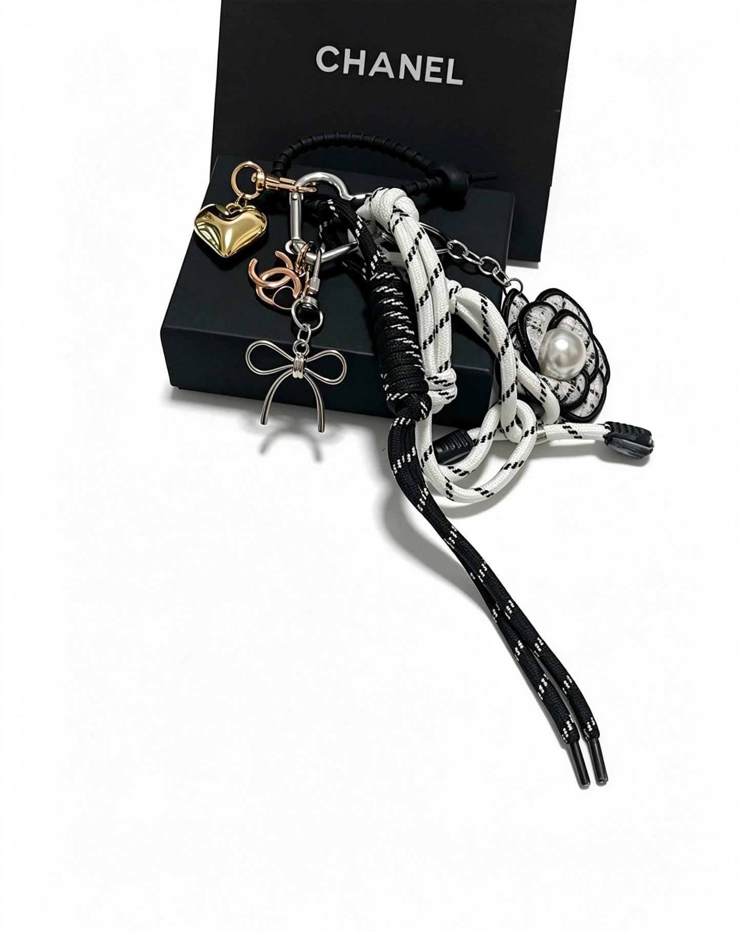 Chanel Black and White Rope Charm Bracelet