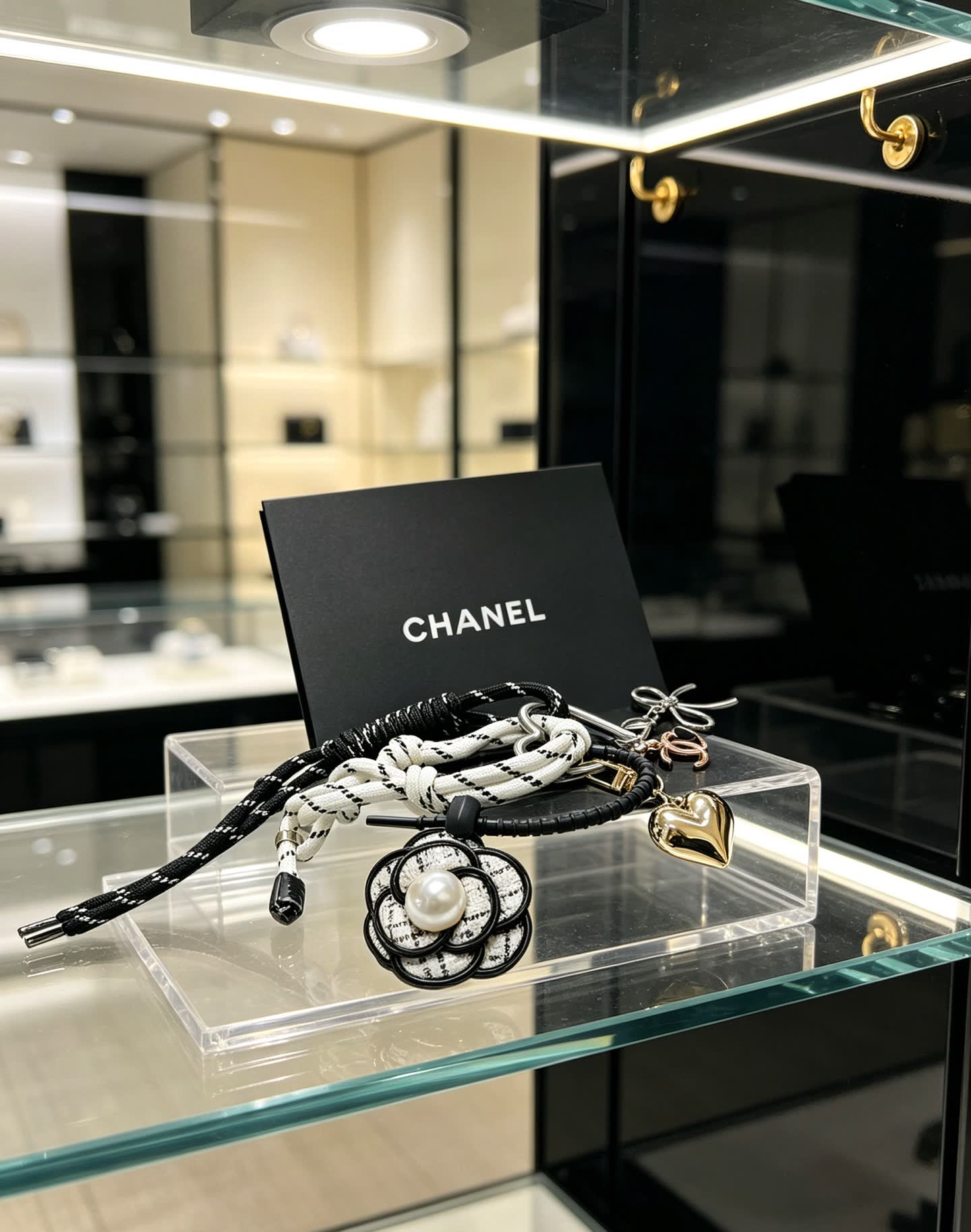 Chanel Black and White Rope Charm Bracelet