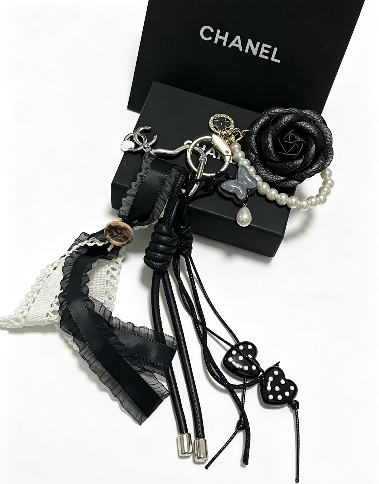 Chanel Black Rose Charm Bracelet