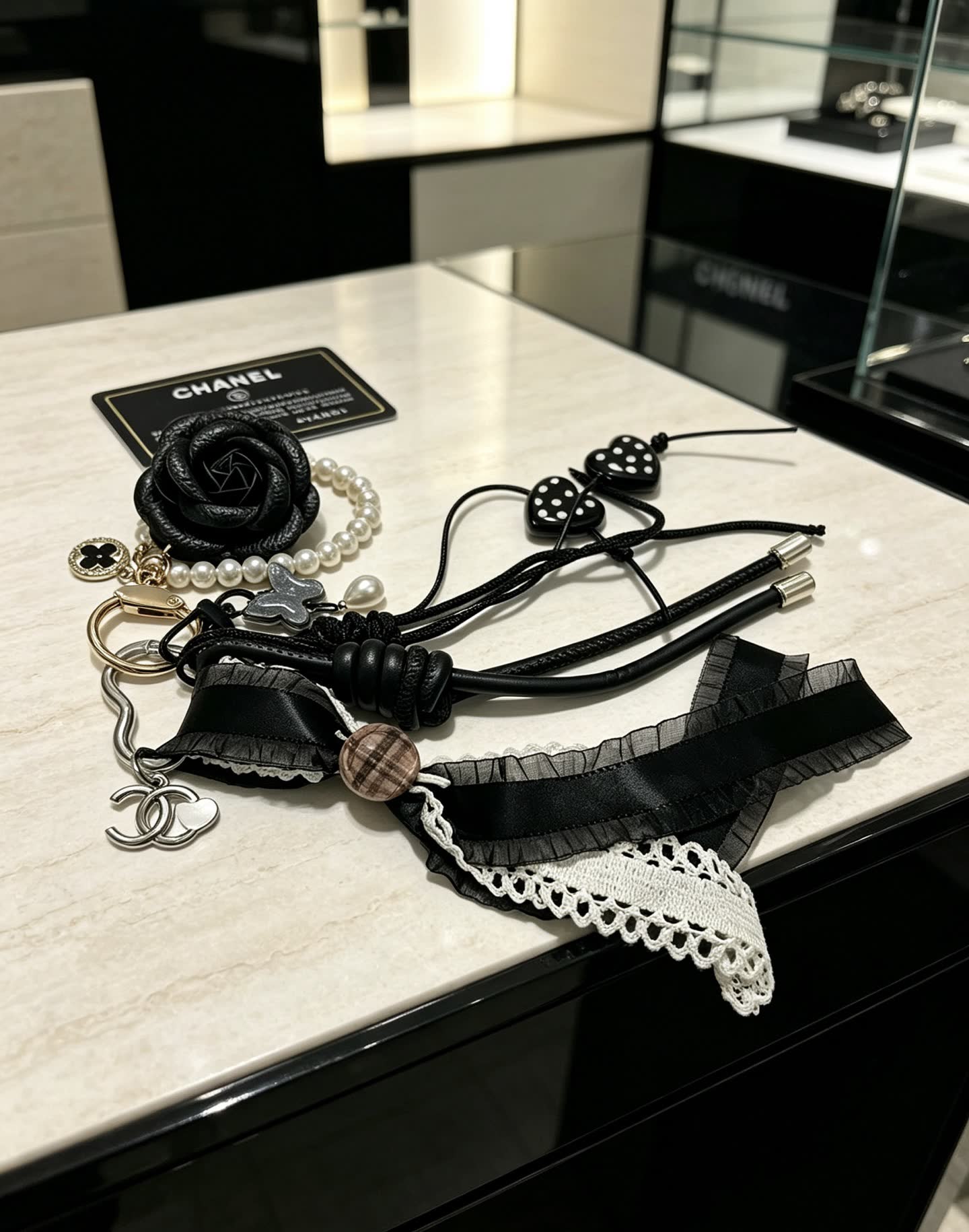 Chanel Black Rose Charm Bracelet