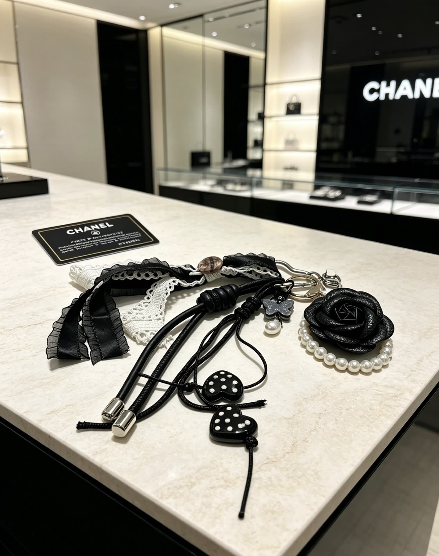 Chanel Black Rose Charm Bracelet