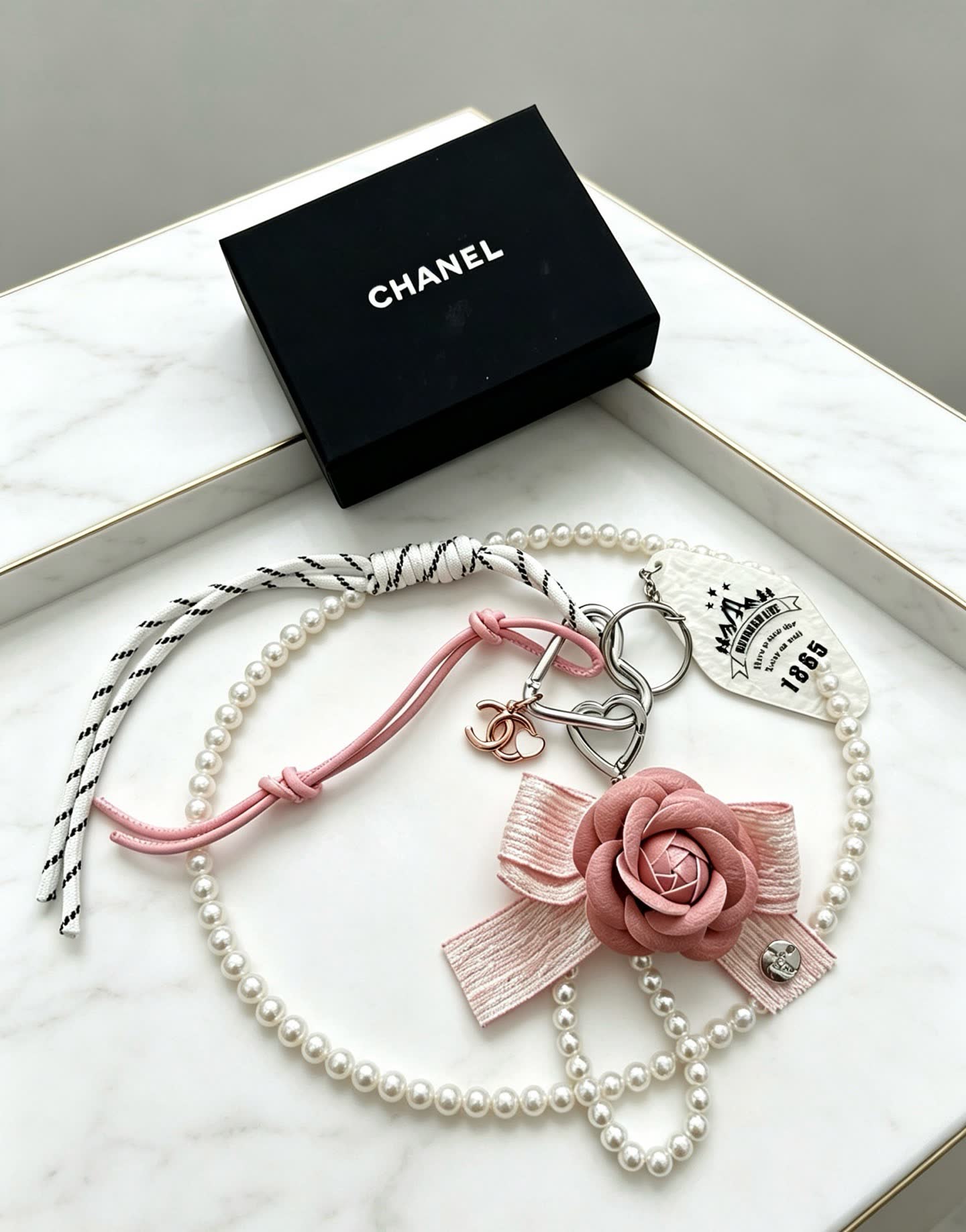 Chanel Pearl and Rose Charm Bracelet Chanel Pearl and Rose Charm Bracelet