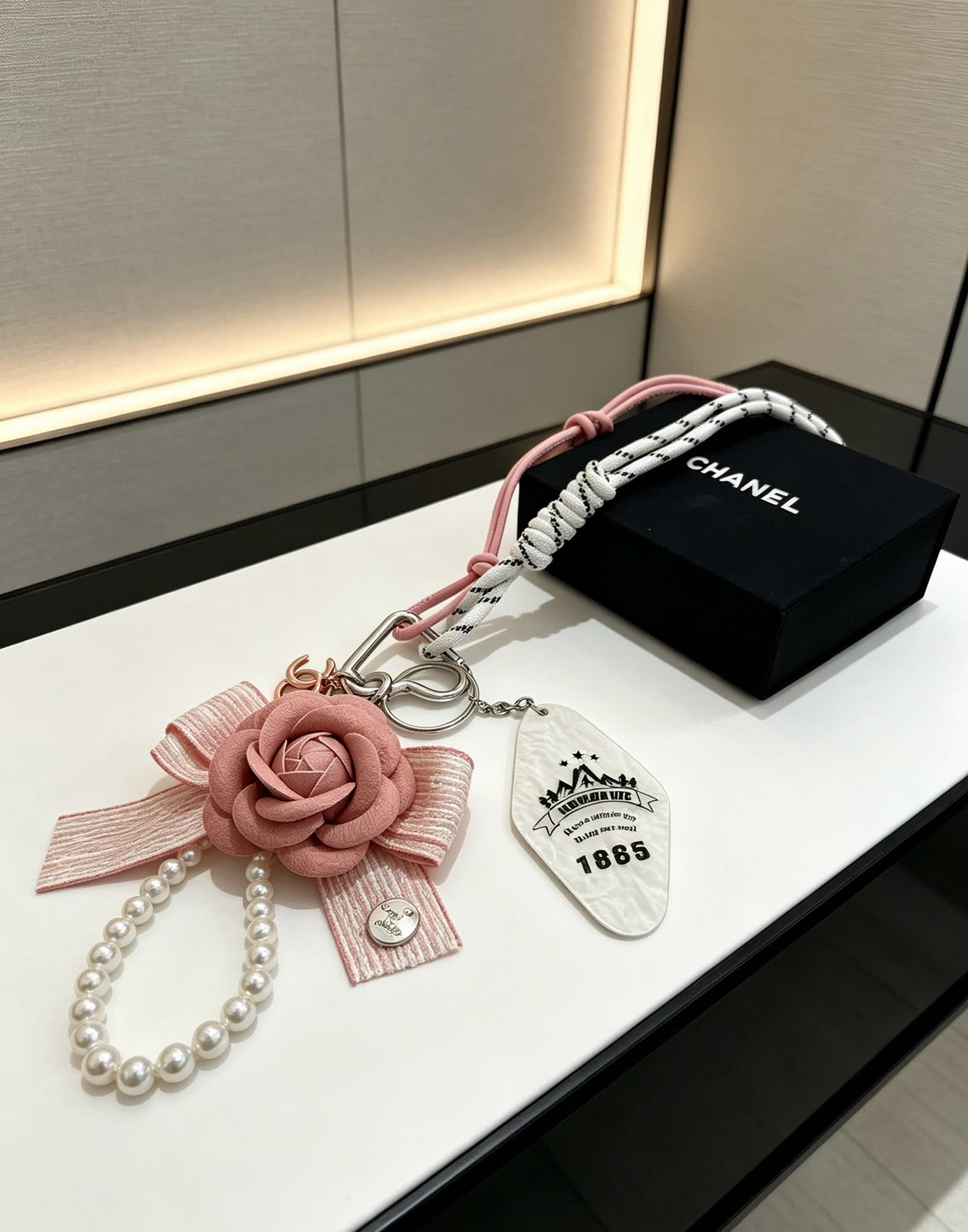 Chanel Pearl and Rose Charm Bracelet