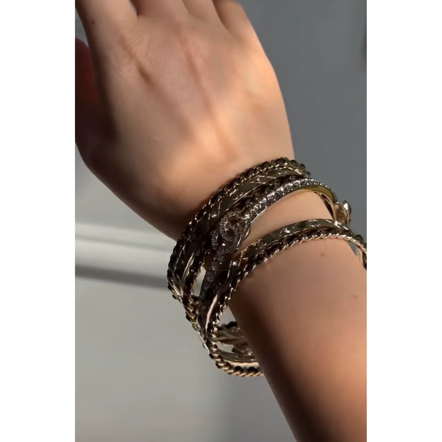 Chanel Gold Tone Chain Link Bracelet Set