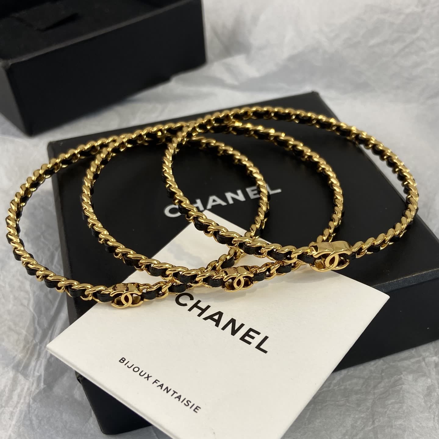 Chanel Gold Tone Chain Link Bracelet Set