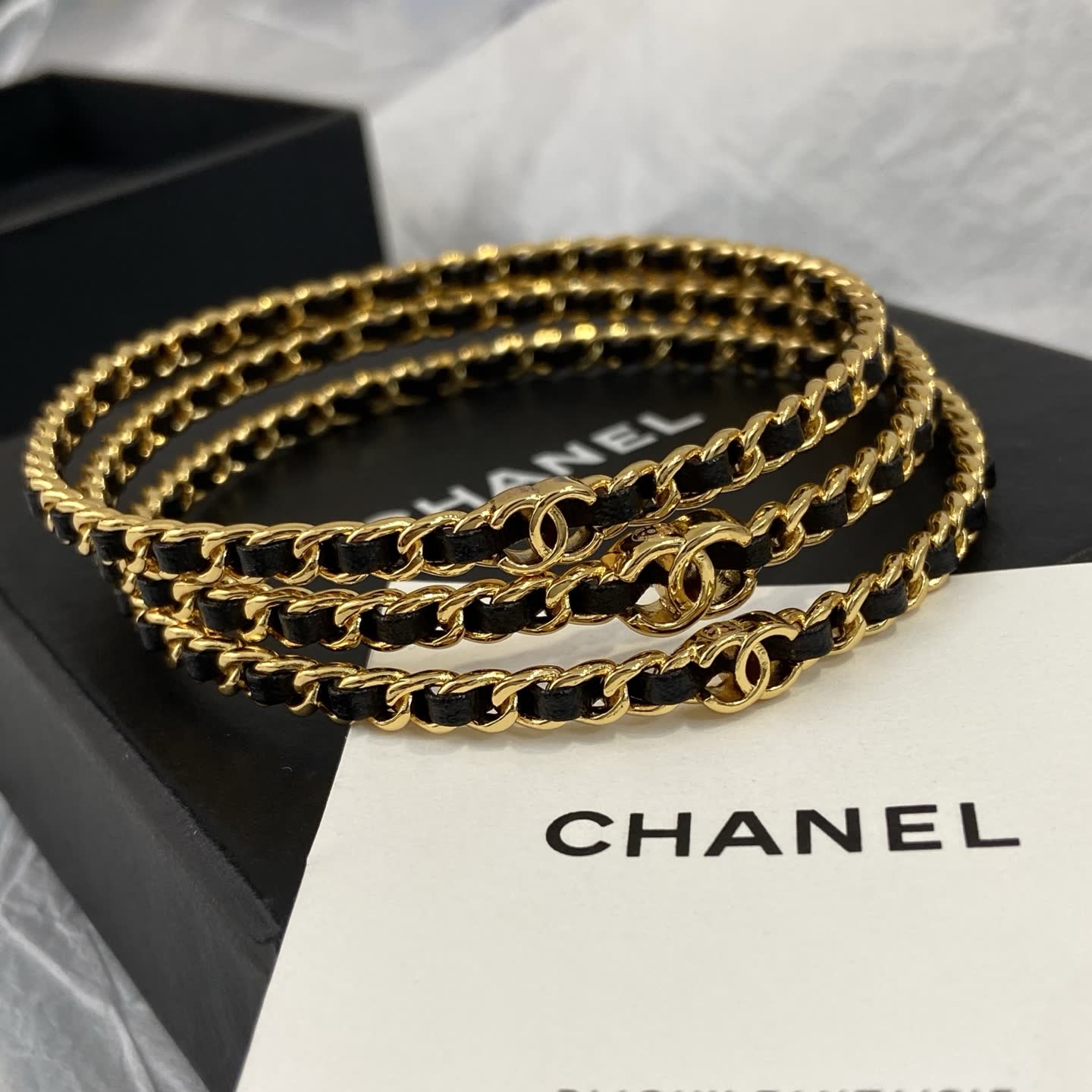 Chanel Gold Tone Chain Link Bracelet Set