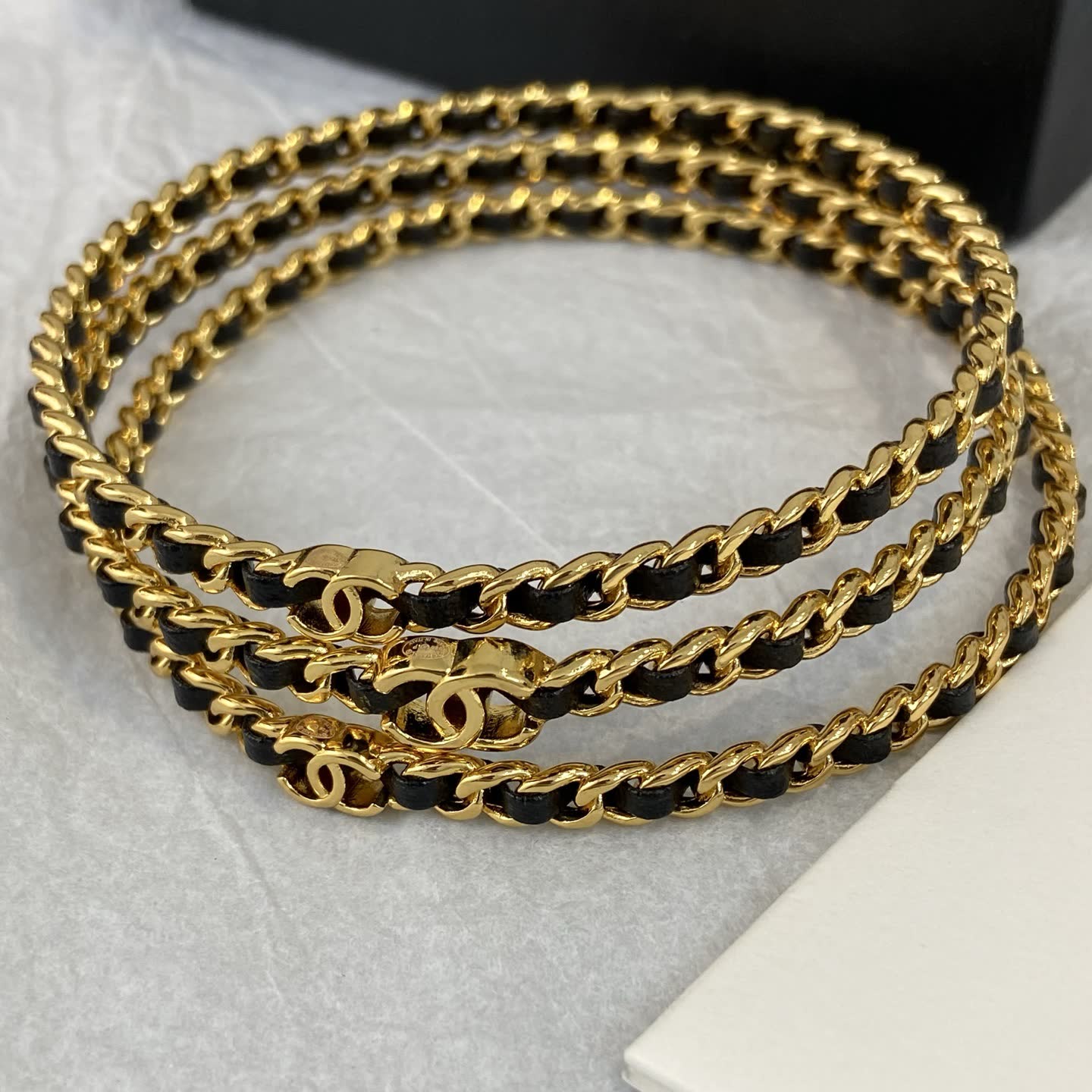 Chanel Gold Tone Chain Link Bracelet Set