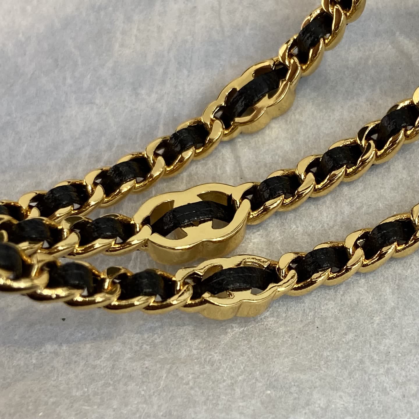 Chanel Gold Tone Chain Link Bracelet Set