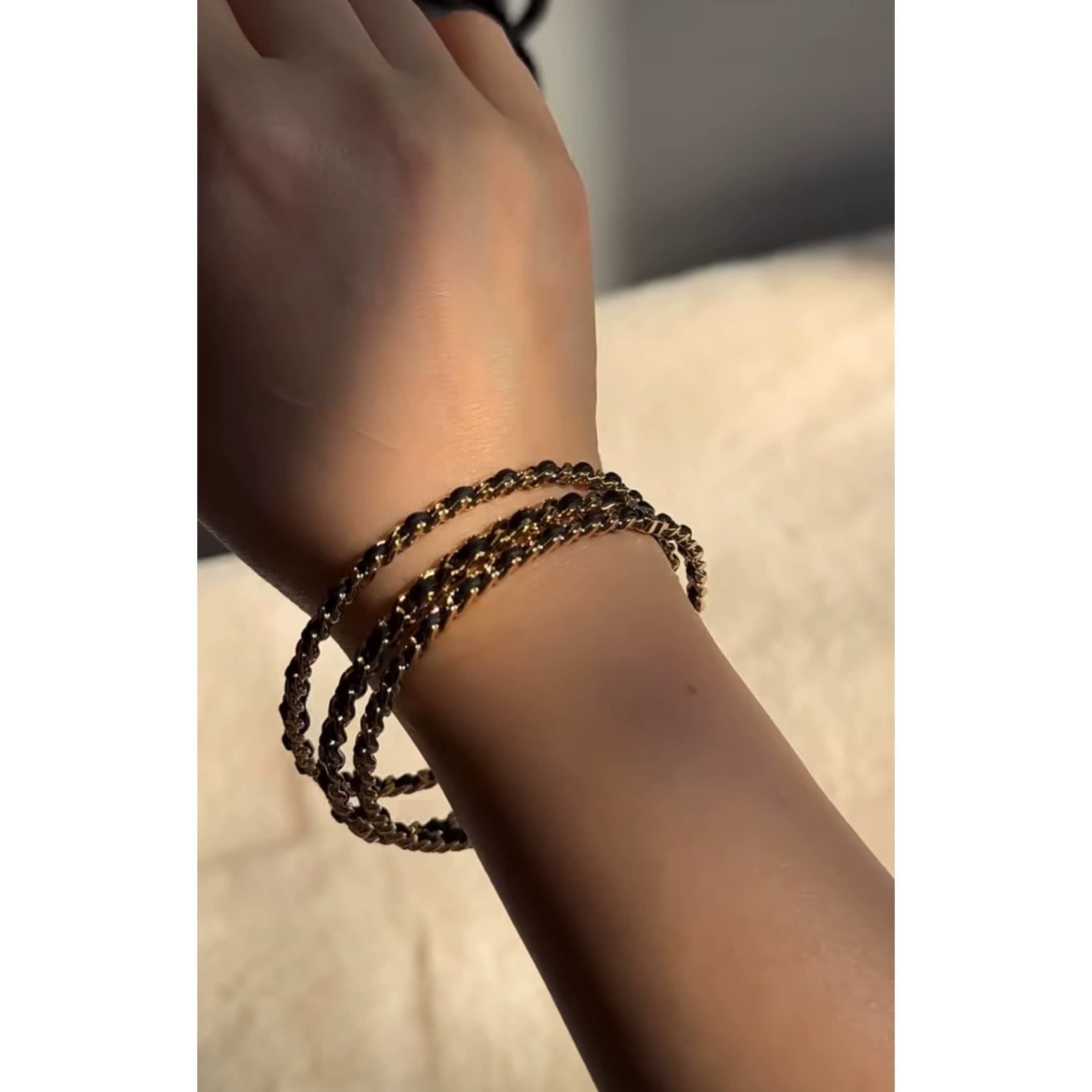 Chanel Gold Tone Chain Link Bracelet Set