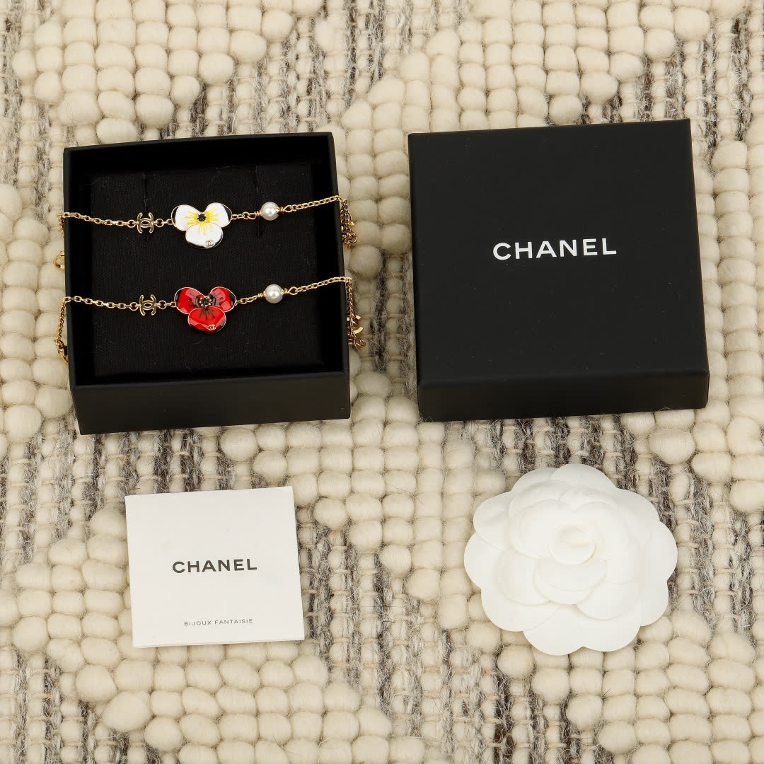 Chanel Enamel Flower Bracelets Set