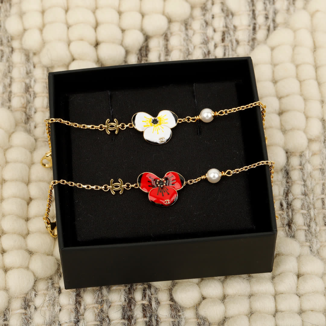 Chanel Enamel Flower Bracelets Set