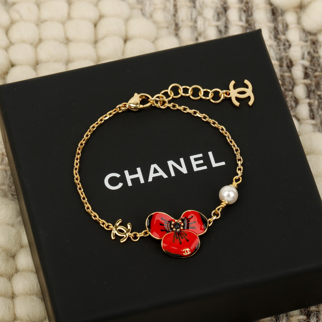 Chanel Enamel Flower Bracelets Set