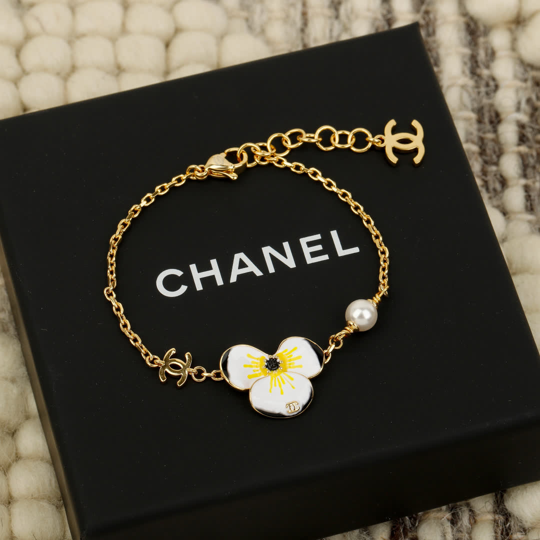 Chanel Enamel Flower Bracelets Set