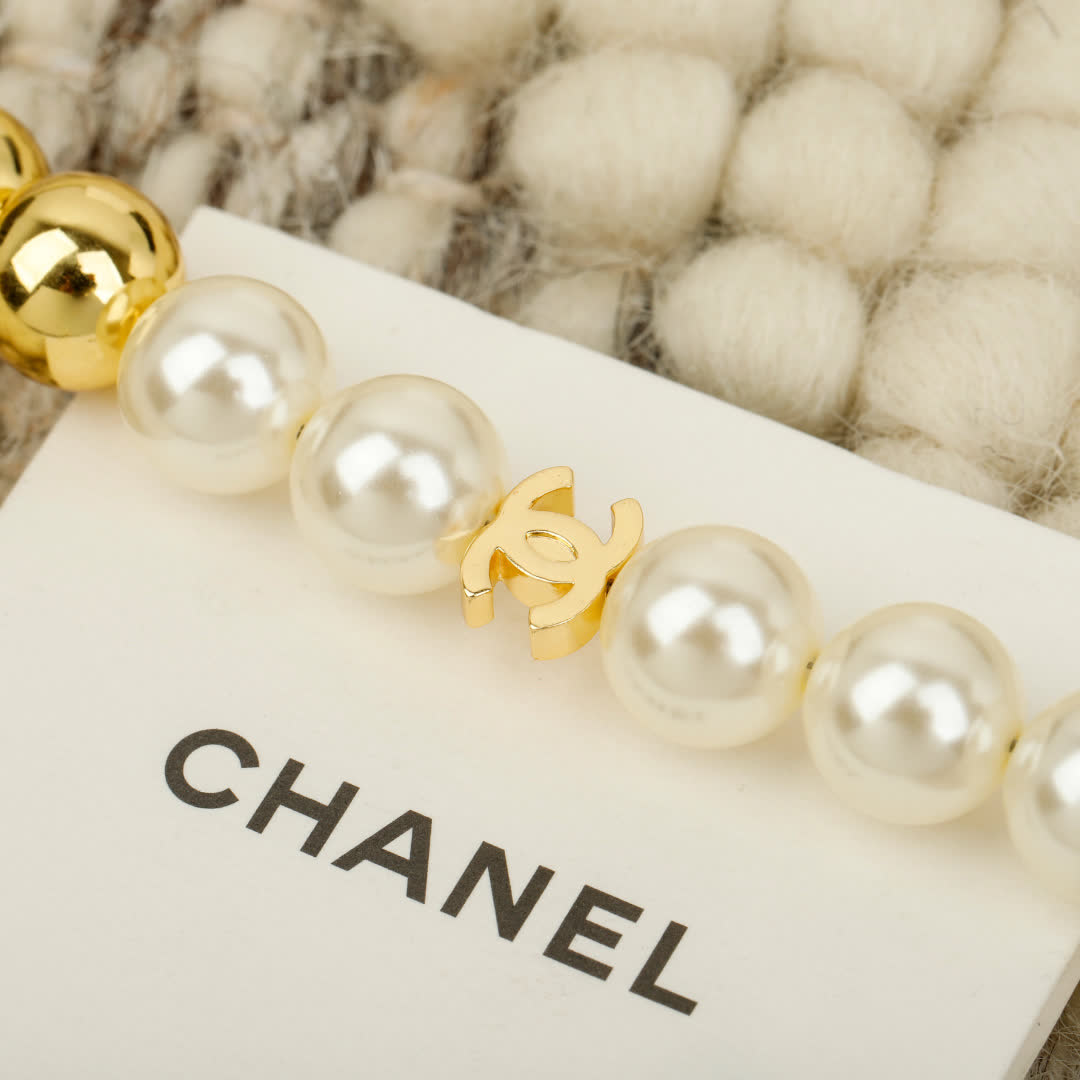Chanel Pearl and Gold Bead Bracelet