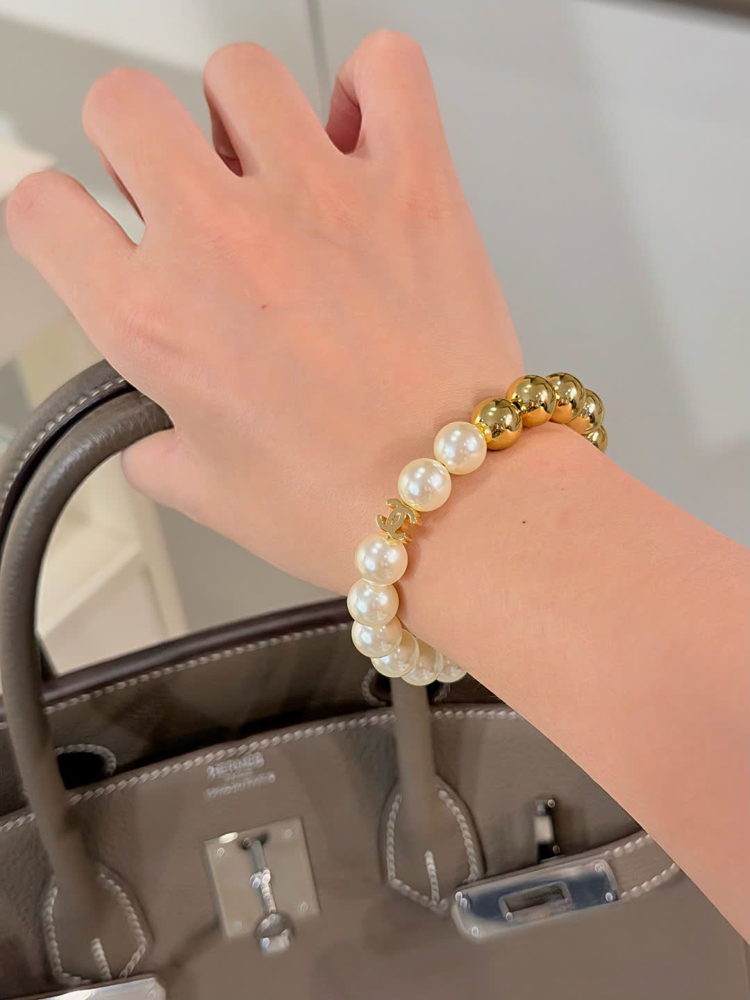 Chanel Pearl and Gold Bead Bracelet