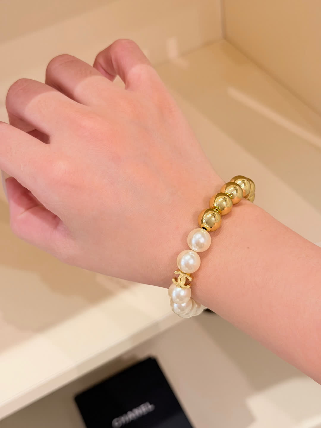 Chanel Pearl and Gold Bead Bracelet
