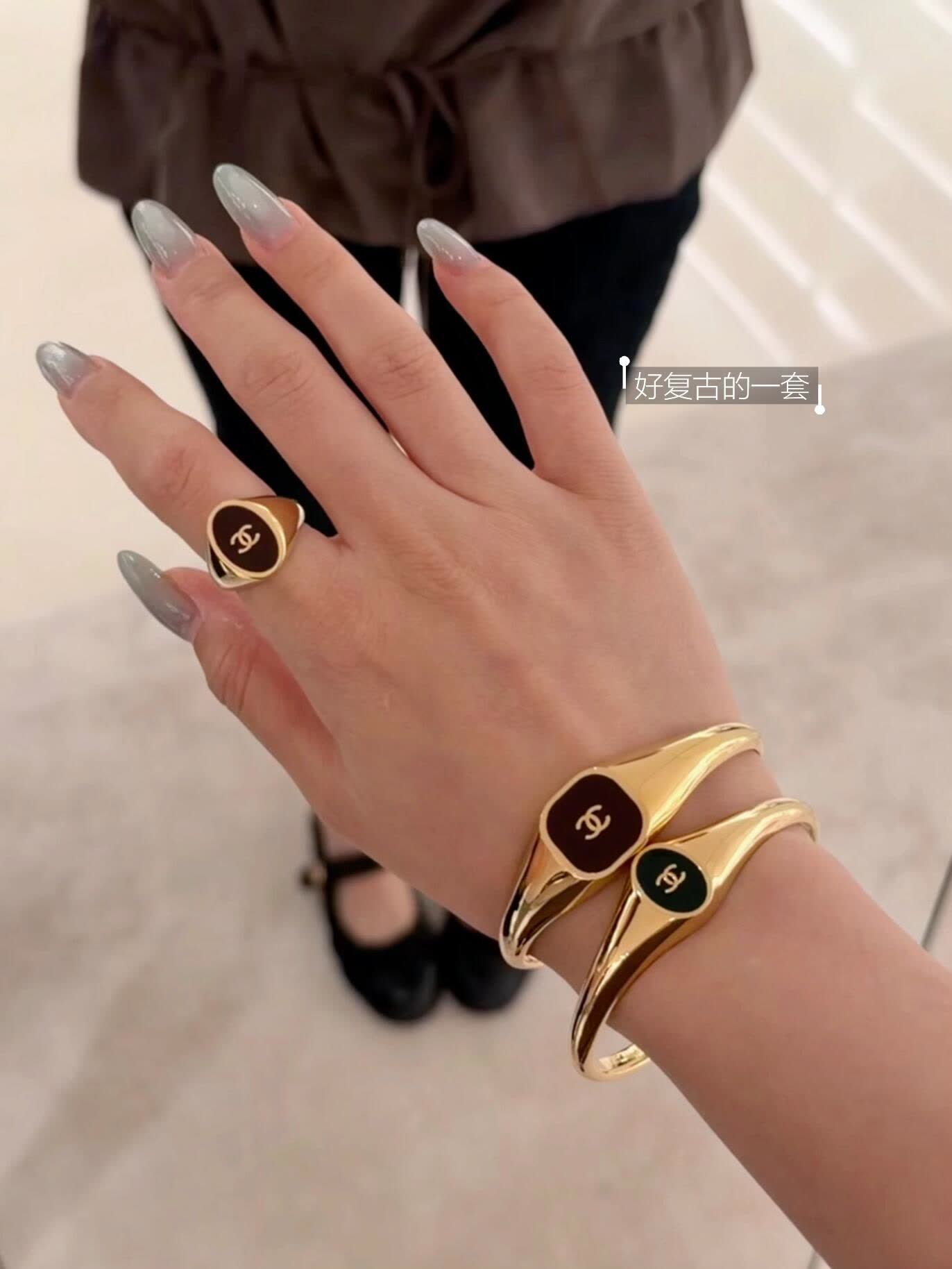 Chanel CC Enamel Cuff Bracelet-XS1290