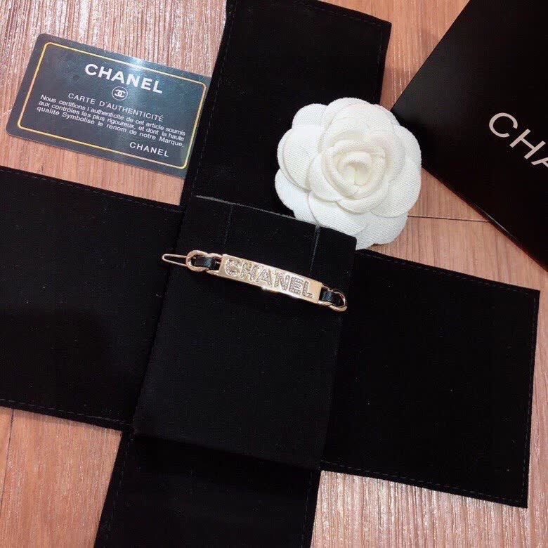 Chanel Gold Tone Logo Bar Bracelet