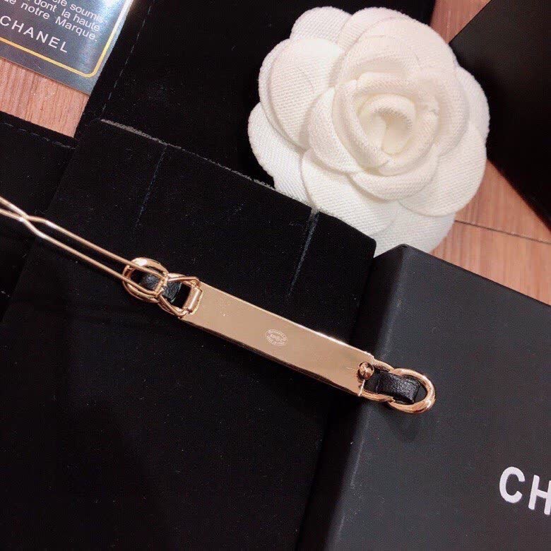 Chanel Gold Tone Logo Bar Bracelet