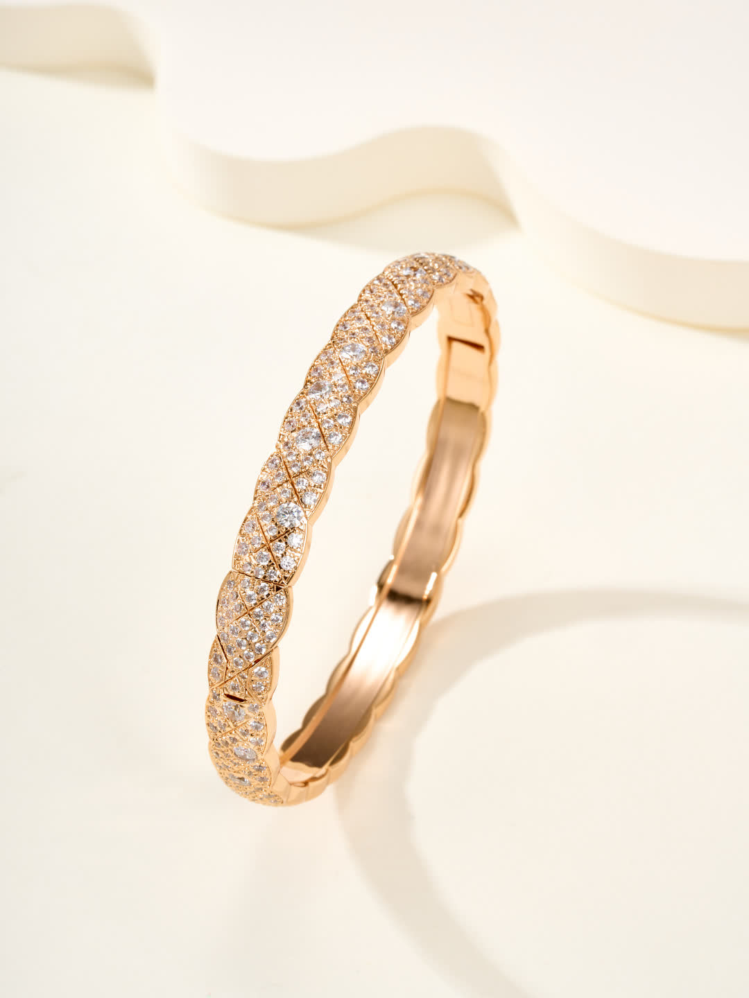 Chanel Elegant Twisted Diamond Bangle Bracelet Chanel Elegant Twisted Diamond Bangle Bracelet