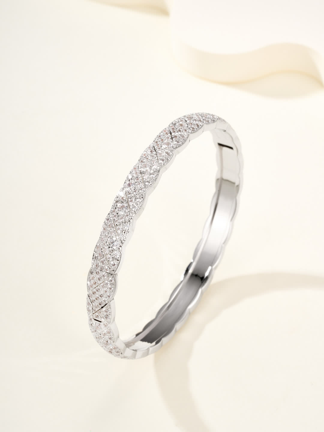 Chanel Elegant Twisted Diamond Bangle Bracelet Chanel Elegant Twisted Diamond Bangle Bracelet