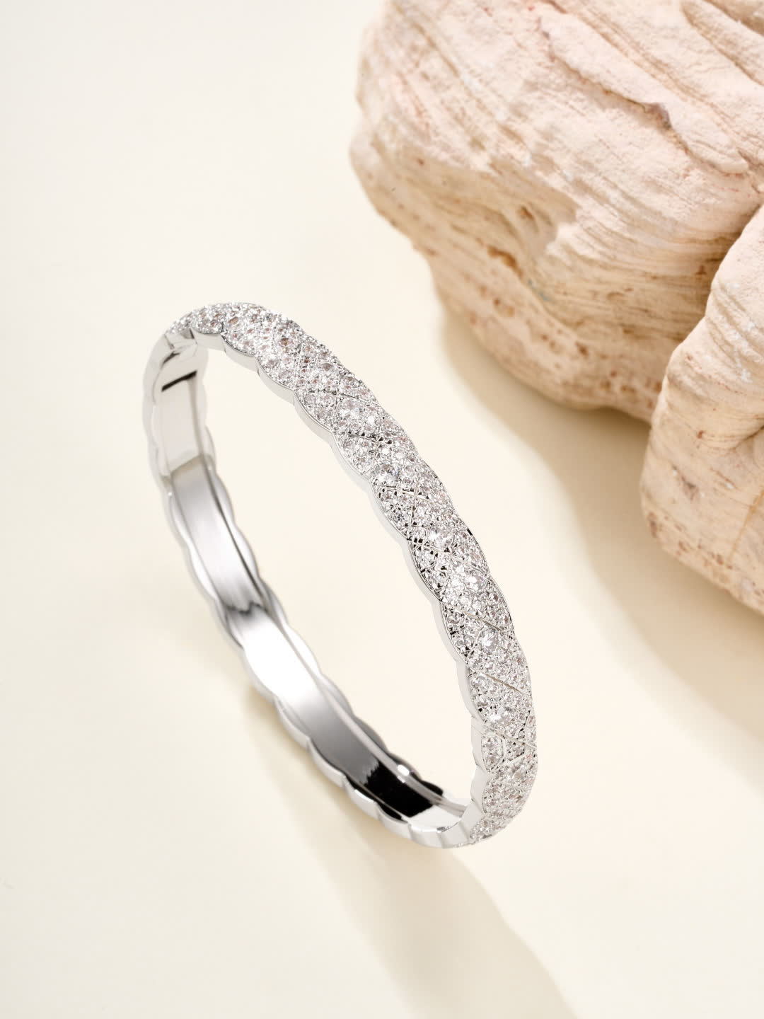 Chanel Elegant Twisted Diamond Bangle Bracelet Chanel Elegant Twisted Diamond Bangle Bracelet