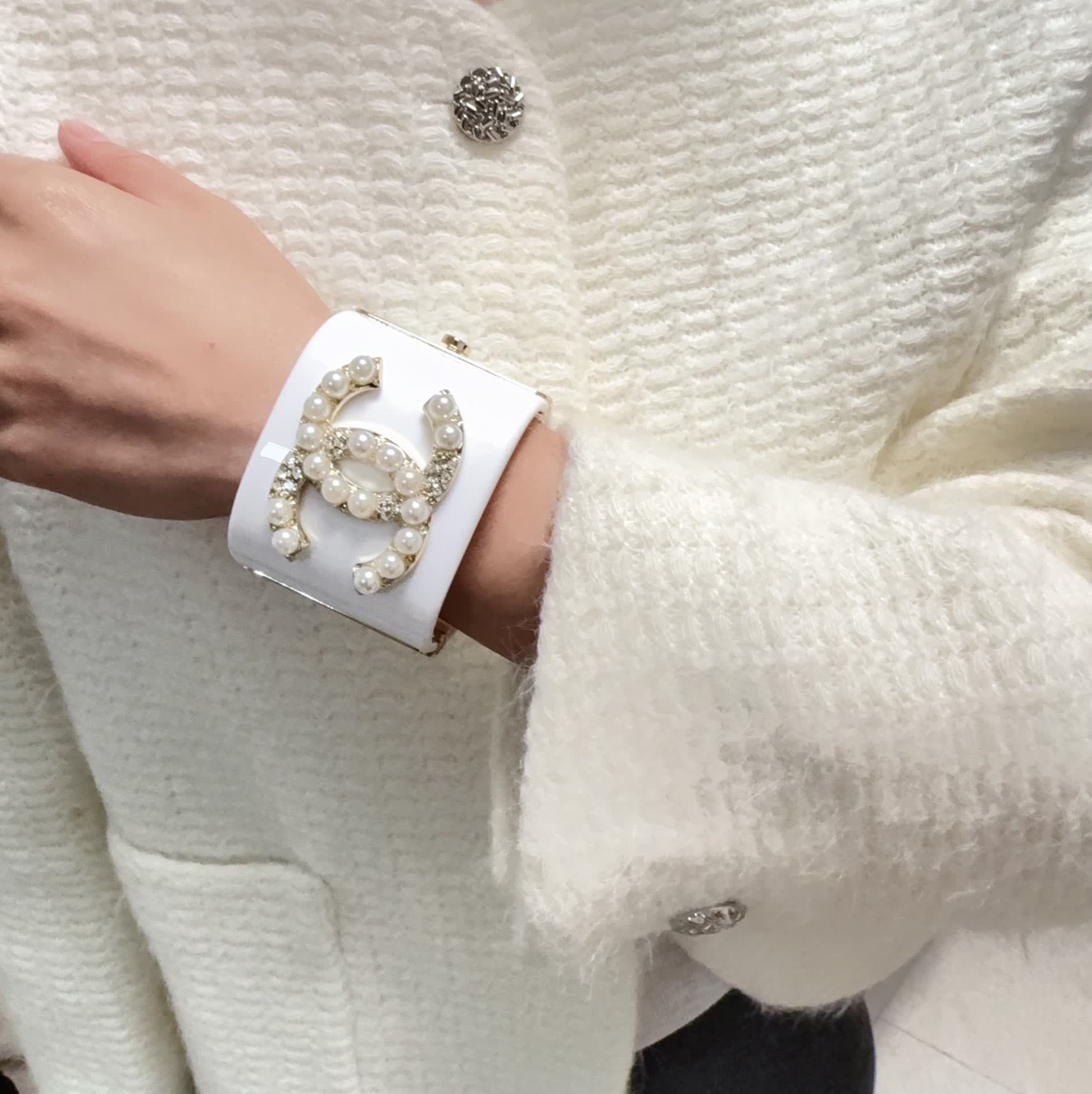 Chanel CC Pearl Cuff Bracelet