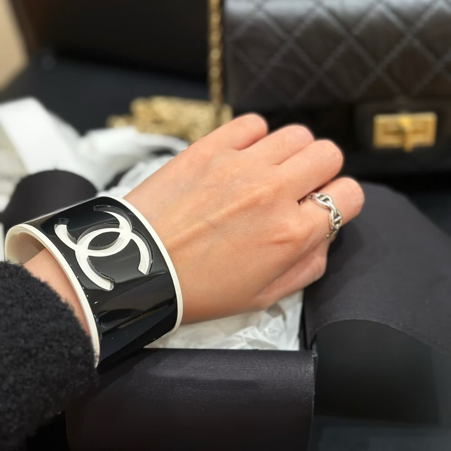 Chanel CC Logo Cuff Bracelet