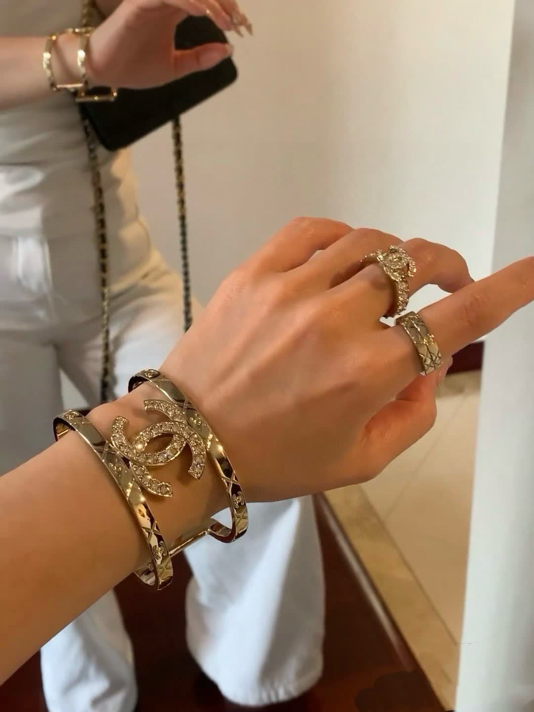Chanel CC Logo Bracelet Set
