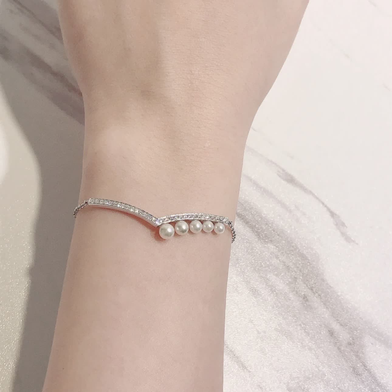 Chaumet Silver and Pearl Bracelet